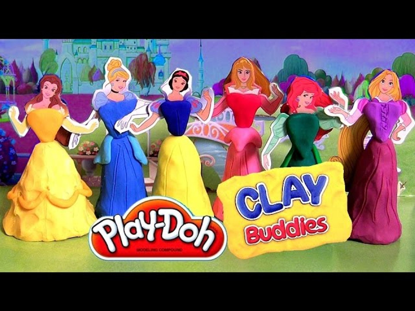6 Disney Princesses Clay Buddies Activity Book with Belle Ariel Rapunzel Cinderella using Play Doh
