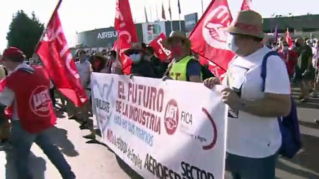 Spaniens Airbus-Belegschaft protestiert gegen Job-Abbau