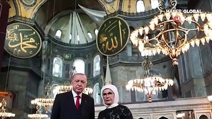 Ayasofya Camii'ndeki freskleri kapatacak perdeler görüntülendi