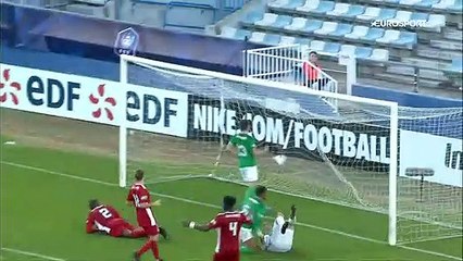 La frappe de Bouanga, la délivrance Boudebouz : les buts des Verts pour aller en finale
