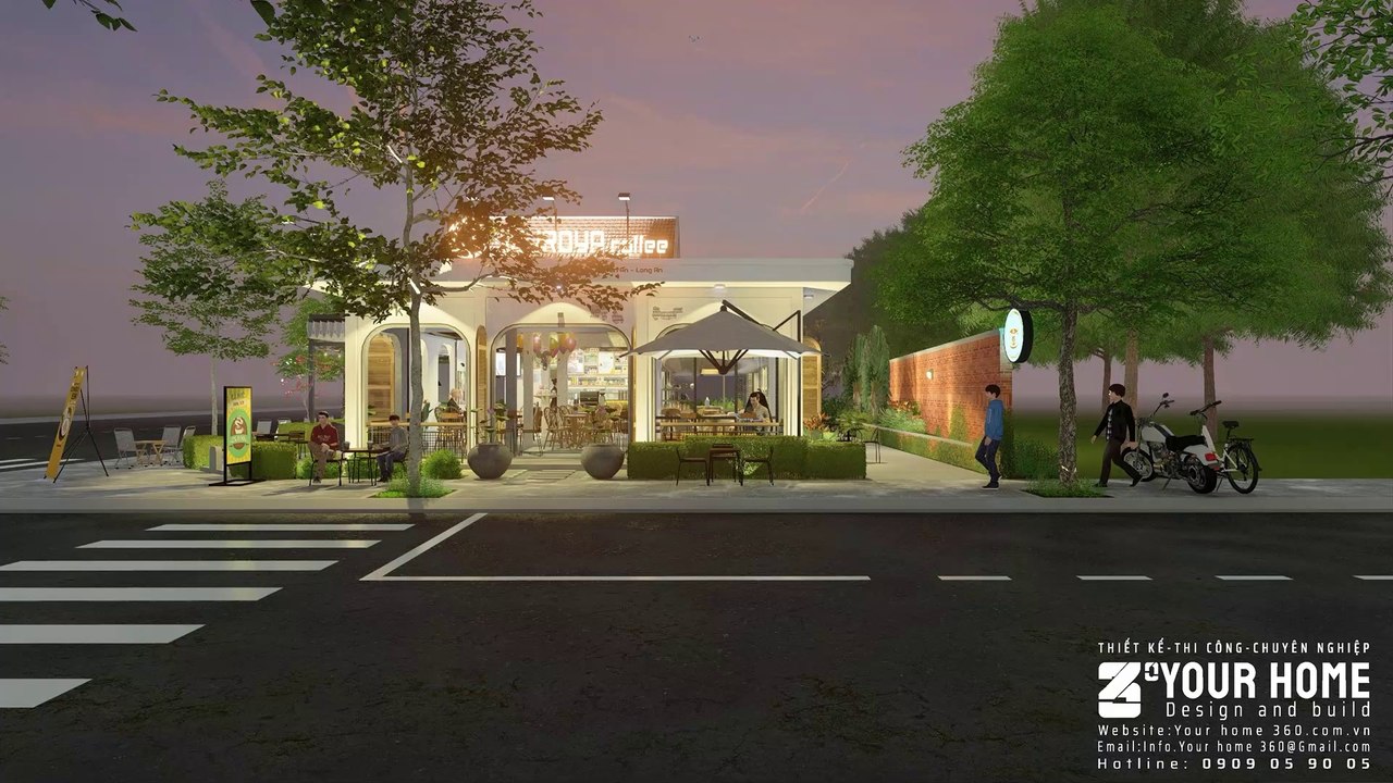 THIẾT KẾ QUÁN CAFE ĐẸP SOYROYA COFFEE TẠI LONG AN 300m2