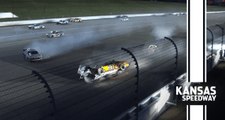 Hard wreck for Ryan Preece following on-track block by Bell