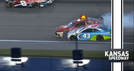 Preece clips Kenseth, collects Bubba Wallace at Kansas