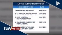 Suspensyon sa operasyon ng ilang mining companies, lifted na