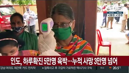 인도, 하루확진 5만명 육박…누적 사망 3만명 넘어