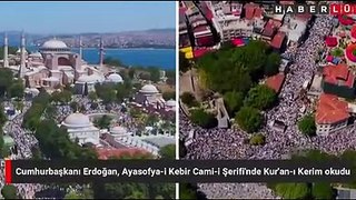 Turkish President Recep Tayyip Erdogan arrives at Hagia Sophia to attend Friday prayers