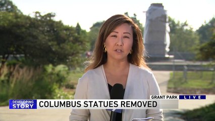 Download Video: Christopher Columbus statues removed from Chicago’s Grant Park, Little Italy