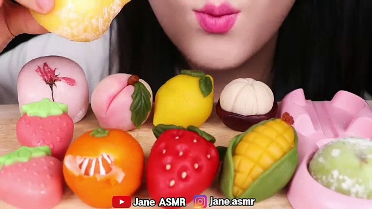 ASMR FRUIT CAKE PARTY , STRAWBERRY , PEACH , MANGOSTEEN ICE CREAM  EATING SOUNDS
