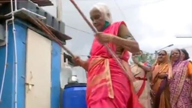 Shantabai Pawar shows her stick fighting skills, goes viral
