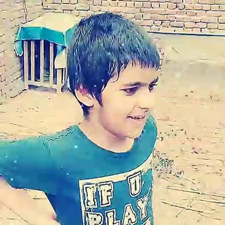 Funny boy riding the cow -Our cow and funny boy