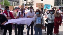 Belçika'da Uygur Türkleri, Çin'i, Sincan Uygur Özerk Bölgesi'de uyguladığı politika nedeniyle protesto etti - BRÜKSEL