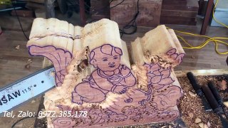 Wood Carving --- Tieu Dong Cuoi Ca Chep --- Top of Wood Art