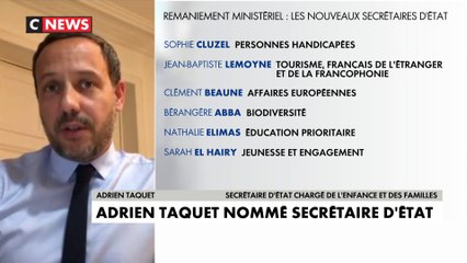 Nomination de 11 secrétaires d’Etat : «L’idée n’est pas de faire des surprises ou pas, l’idée est d’être au travail», affirme Adrien Taquet, secrétaire d’Etat chargé de la protection de l’enfance