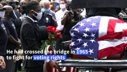 Rights icon Lewis in a final solemn crossing of an Alabama bridge