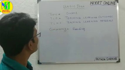 Basic Idea about Topic, T.L.O, T.L.M, Competency In English For Students. CBSE BOARD, NCERT BOOK.