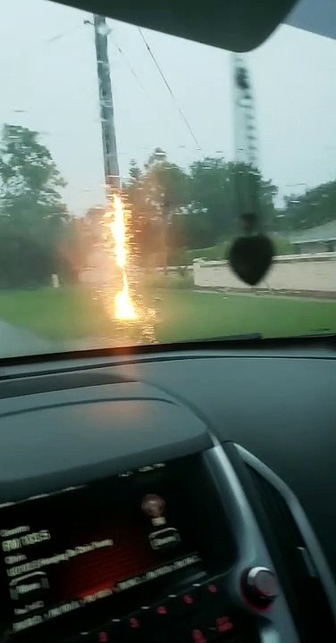 Flames Engulf Telephone Pole