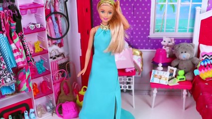 Barbie Doll Glam Gown Dress in Pink Bedroom!