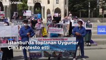 İstanbul'da yaşayan Uygurlardan Çin baskısına karşı zincirli protesto