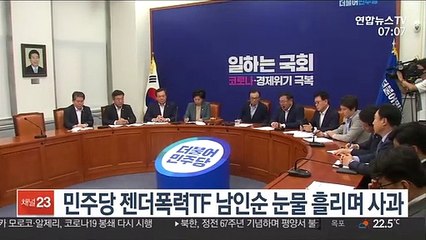 민주당 젠더폭력TF위원장 남인순 눈물 흘리며 사과