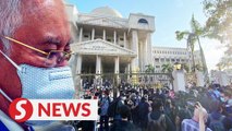 D-day: Najib’s supporters gather at Duta court complex ahead of verdict in first 1MDB case