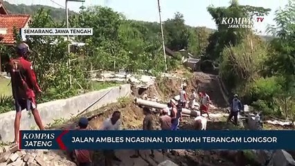 Jalan Ambles Ngasinan, 10 Rumah Terancam Longsor