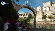 Extreme diving amid coronavirus in Mostar, Bosnia