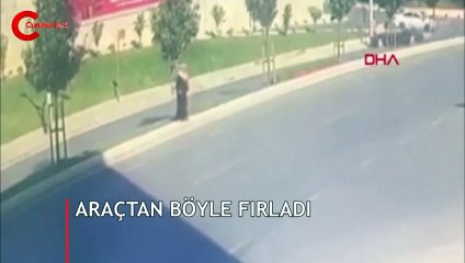 Korkunç an kamerada! Takla atan otomobilden sürücü böyle fırladı