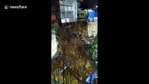 Dramatic moment three-storey building collapses in Bangalore, India