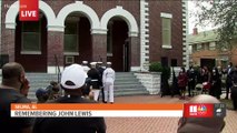 John Lewis' casket is taken from church in Selma before final crossing of Edmund Pettus Bridge