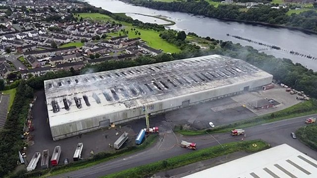 Aerial footage of the fire at Foyle Port in Derry courtesy of Aaron Donaghey