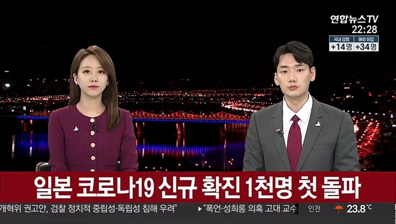일본 코로나 신규 확진 1천명 첫 돌파