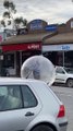 Performer Sings in Bubble While Rolling Down the Road