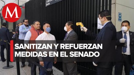 Refuerza medidas sanitarias en Senado previo a sesión