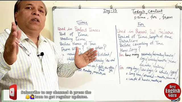 Day–15 | Use of Prepositions Since For From Best Explained | How to use Since For From | Prepositions