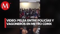 Sin sana distancia, riñen policías y vagoneros en el metro Pino Suárez