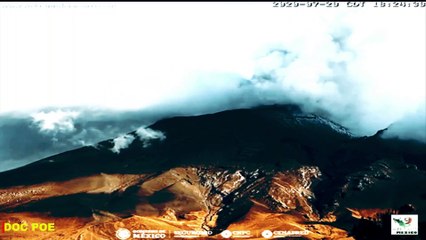 EFUSIVA ACTIVIDAD DEL VOLCÁN POPOCATÉPETL HOY 30 DE JULIO 2020