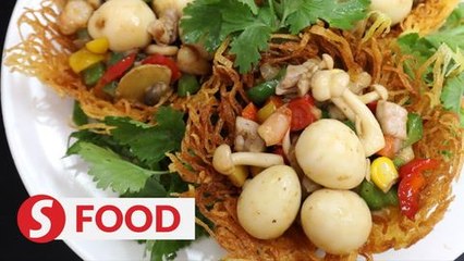 Retro Recipe: Potato nests with eight treasure stir-fry