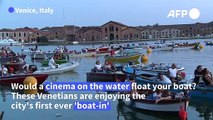 Cinema on the canals: Venice film lovers attend 'boat-in' screening