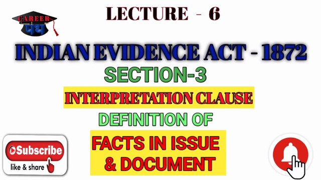 INDIAN EVIDENCE ACT-1872, SECTION-3 ,INTERPRETATION CLAUSE , DEFINITION OF FACTS IN ISSUE AND DOCUMENT