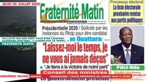 Le Titrologue du 30 Juillet 2020 : Sollicité par son parti pour être candidat, Alassane Ouattara : « Laissez-moi le temps… »