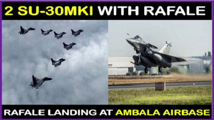 Rafale Jets Enter Indian Air Space And Escorted By 2 SU-30MKI | Rafale landing At Ambala Airbase