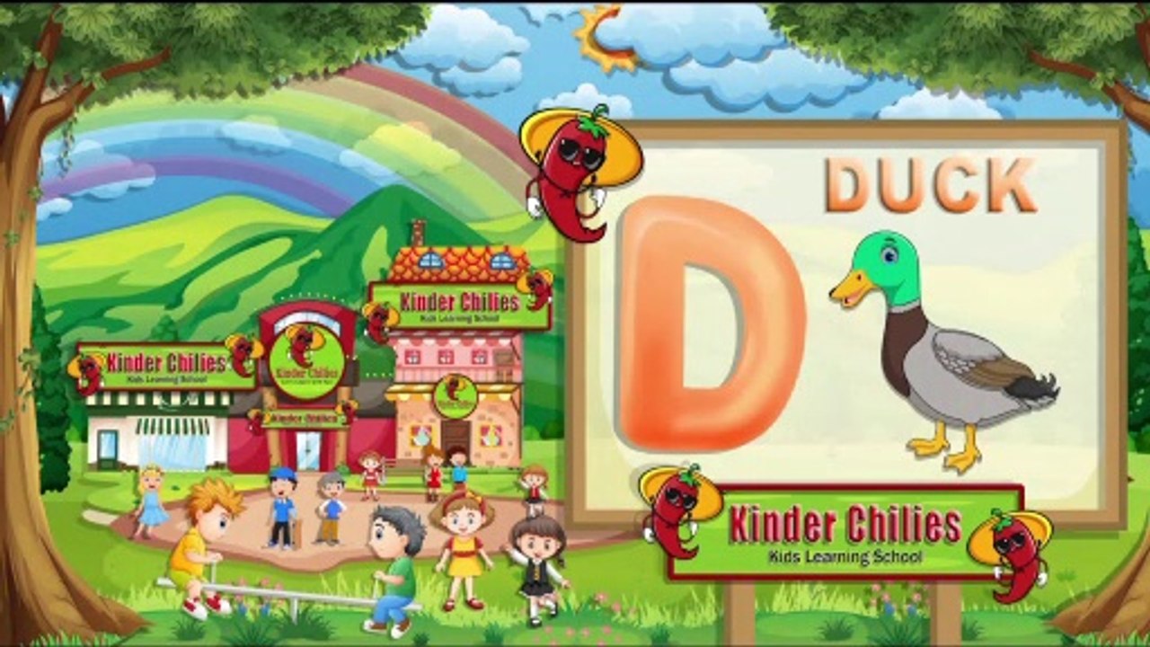 How to Write & Pronounce Letter "D" with Drawing English Alphabets Preschool For kids with Animation