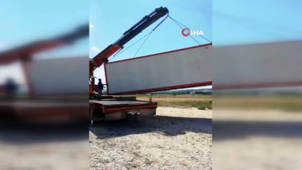 Konteynerleri vinçle böyle çalıp başkalarına sattı