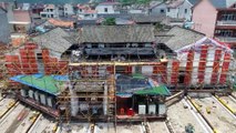 Century-old building moved out of way of floodwaters in eastern China