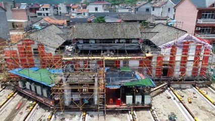 Century-old building moved out of way of floodwaters in eastern China