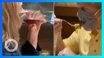 Pasangan terekam makan dan minum sambil menggunakan masker - TomoNews