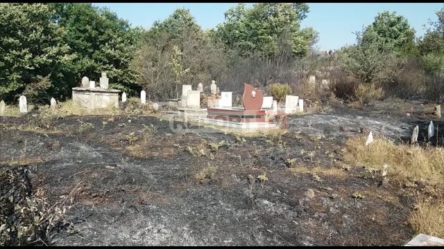 Zjarr në fshatin Nikel të Fushë-Krujës, era favorizon përhapjen, flakët përfshijnë varrezat