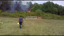 Report TV -Zjarri djeg vreshtin e rrushit dhe pyllin në Fushë Krujë, dyshohet i qëllimshëm