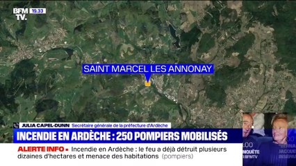 Feu en Ardèche: selon la secrétaire générale de la préfecture, "l'incendie évolue favorablement, on espère pouvoir le circonscrire dans le courant de la soirée"