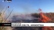 شاهد: رجال الإطفاء يسعون إلى السيطرة على حرائق منطقة دلتا نهر بارانا بالأرجنتين